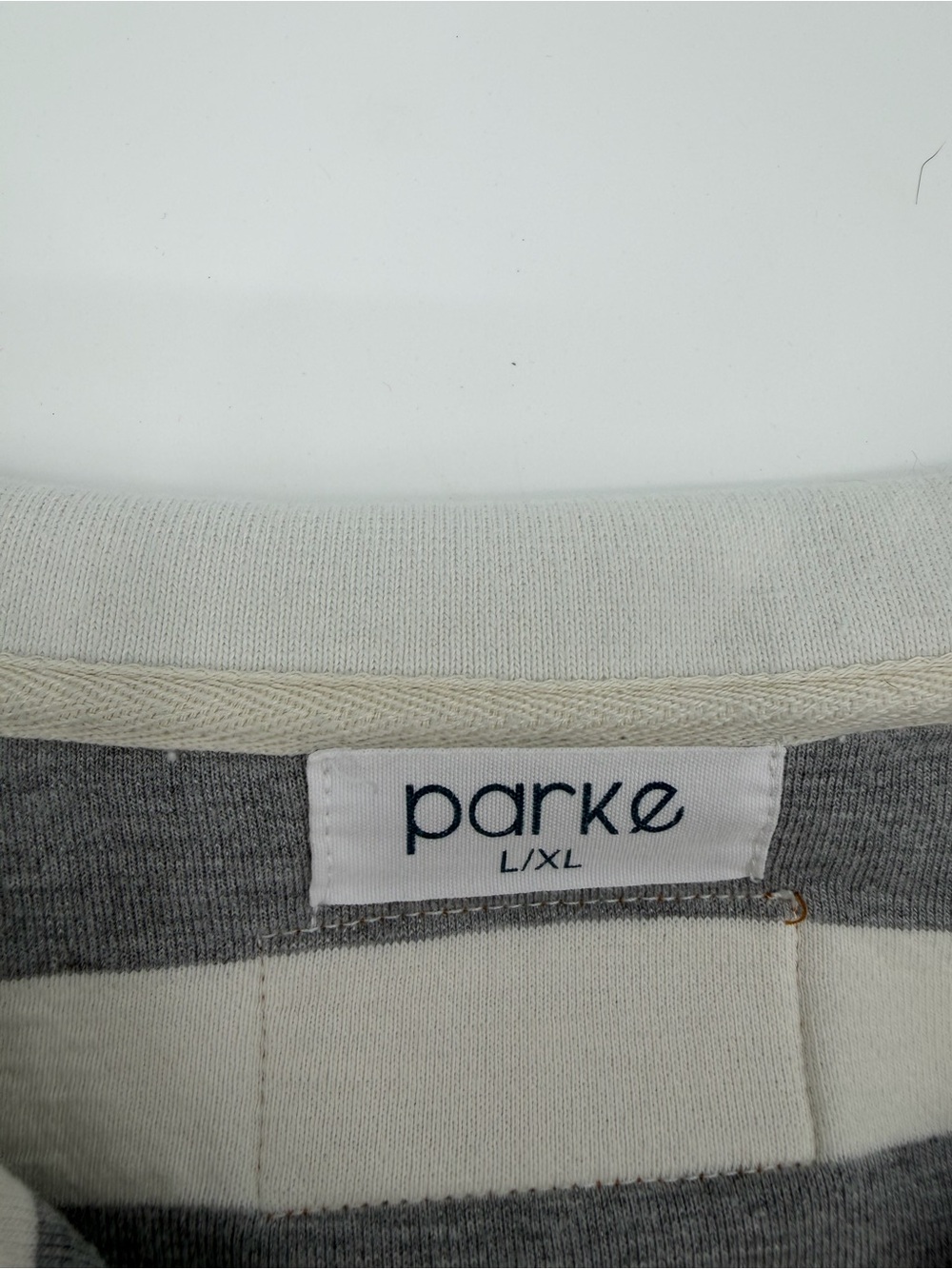 Parke by Chelsea Parke Sweat Rugby Striped Polo Shirt Gray L/XL - Picture 2 of 7